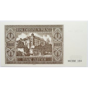Polska, Generalna Gubernia, 1000 złotych 1941, Krakowiak MSCM 184, UNC