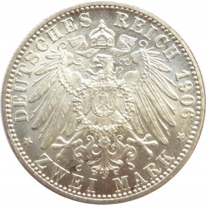 Niemcy, Badenia, Fryderyk, 2 marki 1906, Złote Gody, UNC