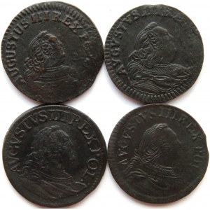 August III Sas, lot czterech groszy miedzianych 1754-1755, Gubin, każdy inny