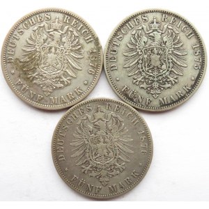 Niemcy, Prusy, Wilhelm I, lot 5 marek 1875-1876 A, Berlin