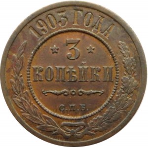 Rosja, Mikołaj II, 3 kopiejki 1903 S.P.B., Petersburg