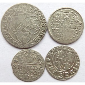 Zygmunt III Waza, lot monet, różne nominały, 4 sztuki (1)