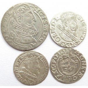 Zygmunt III Waza, lot monet, różne nominały, 4 sztuki (3)