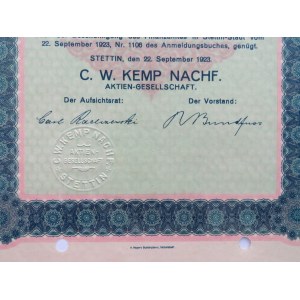 Niemcy/Polska, Akcja C.W. Kemp NACHF Stettin (Szczecin) 1000 marek, emisja 1923