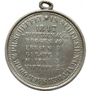Niemcy, medal 1847, Große Theuerung wenig Nahrung, cynk