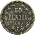 Finlandia/Rosja, Aleksander II, 50 pennia 1866 S, Helsinki