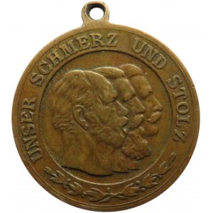 Niemcy, Prusy, medal rok 1888 trzech cesarzy, Unser Schmerz und Stolz