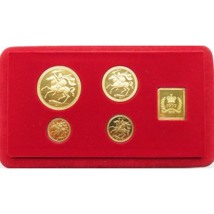 Wielka Brytania, Wyspa Man, zestaw 1/2, 1, 2 i 5 funtów (suwerenów), złoto 2 uncje, UNC