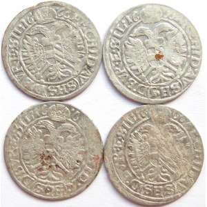 Śląsk, Leopold, lot czterech monet 3 krajcary 1666, Wrocław, końcówka SIL