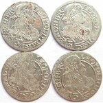 Śląsk, Leopold, lot czterech monet 3 krajcary 1666, Wrocław, końcówka SIL