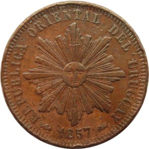 Urugwaj, 40 centesimos 1857, miedź