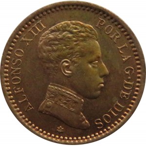 Hiszpania, Alfonso XIII, 2 centimos 1904, PIĘKNE, UNC