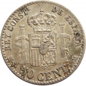 Hiszpania, Alfonso XII, 50 centimos 1880, Madryt, ładna