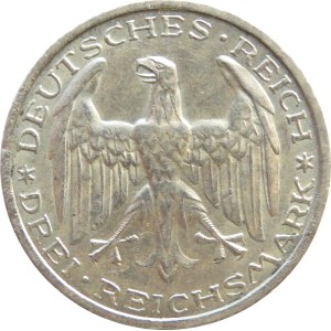 Niemcy, Republika Weimarska, 3 marki 1927 A, 400 lat Marburga-a