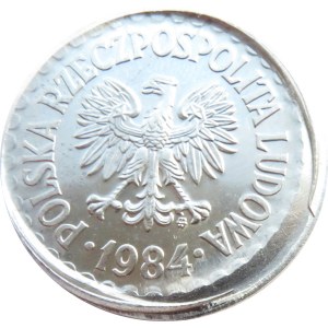 Polska, PRL, 1 złoty 1984, destrukt, rzadki