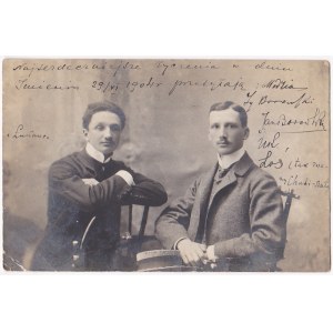 Przedwojenna fotografia: Leon i Jan Borowscy, adresowana do Olgierda Świdy 1904r.
