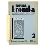 NOWA Kronika. Dwutygodnik literacki. Lwów. Wyd. i red. A. Dan-Weintraub. Druk. Małopolska. 8. brosz. Nr 2: 1 VI 1931. s