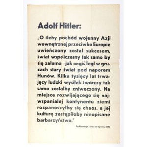 ADOLF Hitler: O ileby pochód wojenny Azji wewnętrznej przeciwko Europie uwieńczony został sukcesem