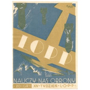 XIV TYDZIEŃ [Lotniczy] LOPP. 20 gr[oszy]. LOPP nauczy nas obrony. B. m. [1937].  B. w