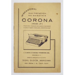WSKAZÓWKI dla piszących na maszynie Corona (Model S). Przenośna maszyna do pisania (portable