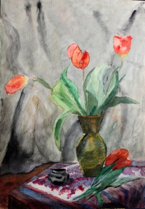 Władysław Serafin (1905-1988), Tulipany w wazonie