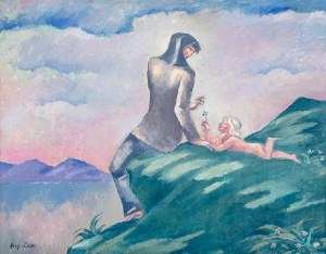 Eugeniusz Zak (1884 Mogilno – 1926 Paryż) Kobieta z dzieckiem na brzegu jeziora (ok. 1913 r.?)