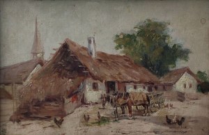 Gyorgy Nemeth (1890-1962) Zaprzęg przed chatą