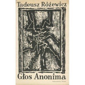 RÓŻEWICZ Tadeusz - Głos anonima. Wydanie pierwsze