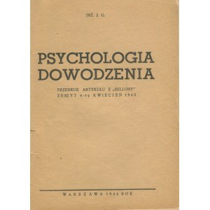 [druk konspiracyjny] - [GINSBERT Julian] Inż. J. G. - Psychologia dowodzenia. Przedruk artykułu z Bellony, zeszyt 4 kwiecień 1943