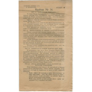 [Powstanie warszawskie] - Rozkaz nr 14. Komenda Okręgu AK w Warszawie (11.VIII.1944)