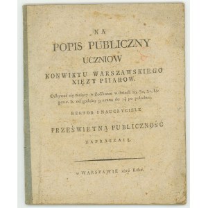 Na popis publiczny uczniow konwiktu warszawskiego xięży piiarów