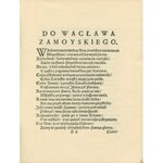 SZYMONOWICZ Szymon - Do Wacława Zamoyskiego. Wiersz r. p. 1610 w Putiatyńcach napisany a teraz podobizną oddany