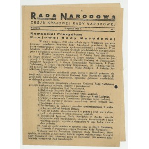 Rada Narodowa. Organ Krajowej Rady Narodowej (5.I.1944)