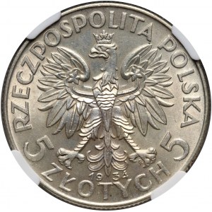 II RP, 5 złotych 1934, Warszawa, Głowa kobiety