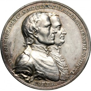 Stanisław August Poniatowski, medal z 1771 roku, przedstawiający popiersia Adama Naruszewicza i Macieja Sarbiewskiego