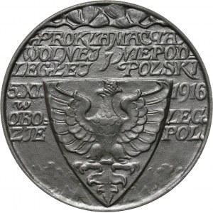 XX wiek, medal z 1916 roku, Proklamacja Wolnej i Niepodległej Polski