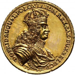 August II Mocny, złocony odlew medalu dynastycznego z 1699 roku