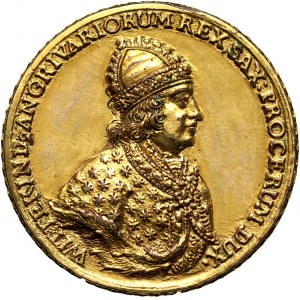 August II Mocny, złocony odlew medalu dynastycznego z 1699 roku