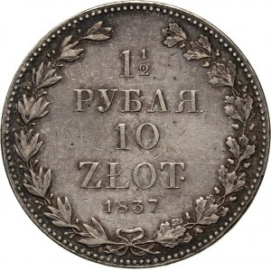 Zabór rosyjski, Mikołaj I, 1 1/2 rubla = 10 złotych 1837 MW, Warszawa