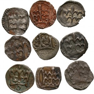 Kazimierz Jagiellończyk i Władysław Warneńczyk, zestaw 9 denarów koronnych
