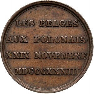 XIX wiek, medal z 1833 roku, wybity na trzecią rocznicę wybuchu Powstania Listopadowego