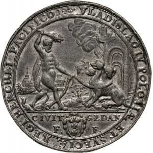 Władysław IV Waza, Gdańsk, odbitka w cynie medalu z 1637 roku, upamiętniającego wojny z Moskwą, Szwecją i Turcją