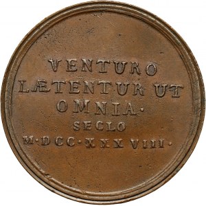 August III, medal z 1738 roku, wybity z okazji ślubu Karola III z Marią Amalią Wettyn, córką Augusta III