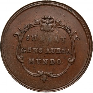 August III, medal z 1738 roku, wybity z okazji ślubu Karola III z Marią Amalią Wettyn, córką Augusta III