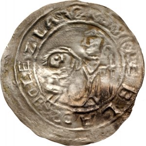 Bolesław III Krzywousty 1107-1138, brakteat protekcyjny, św. Wojciech i książę