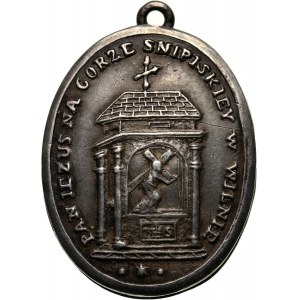 XX wiek, Wilno, otwierany medalik religiny, Jezus na Górze Snipiskiej w Wilnie
