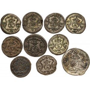 August II Mocny, August III, zestaw 10 monet, halerze, 1698-1752