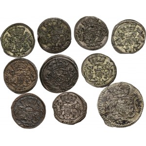 August II Mocny, August III, zestaw 10 monet, halerze, 1698-1752