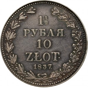 Zabór rosyjski, Mikołaj I, 1 1/2 rubla = 10 złotych 1837 MW, Warszawa