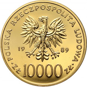 PRL, 10000 złotych, 1989, Jan Paweł II, stempel zwykły